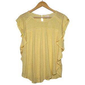Anthropologie Deletta Ina Yellow Flutter Blouse